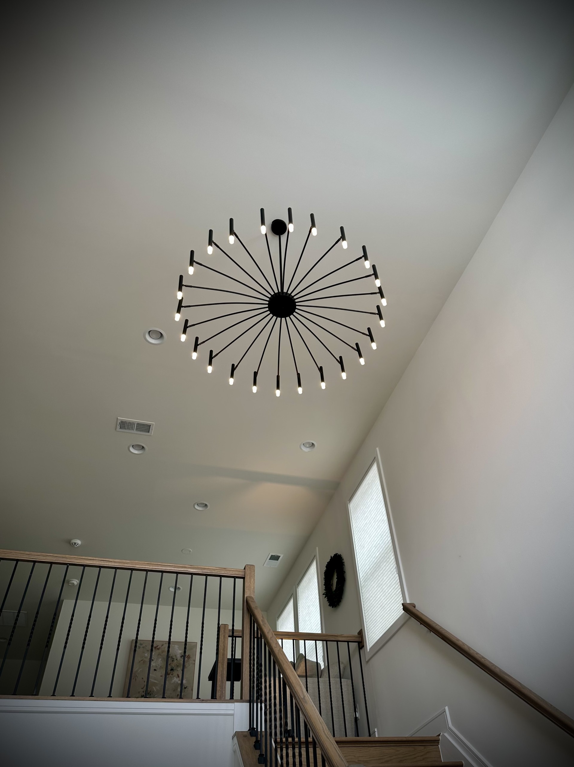 Large foyer chandelier installed by Fox Trail Electric in Boyce, VA