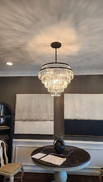 Crystal chandelier installed in a White Post, VA dining room